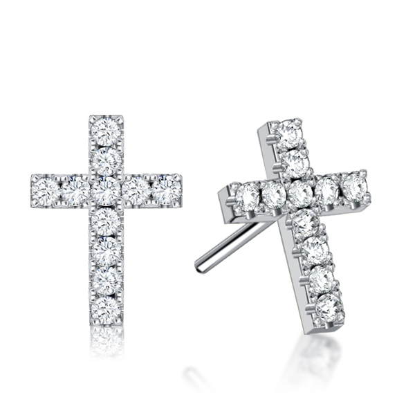 

Italo Dainty Cross Stud Earrings For Women Silver Earrings, White