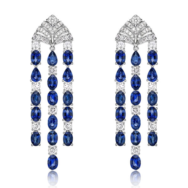 

Vintage Created Blue Sapphire Drop Earrings For Women, White