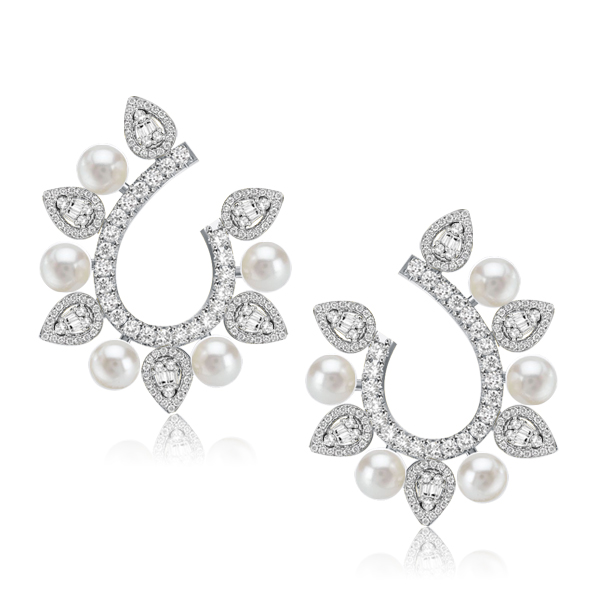 

Unique Sterling Silver Pearl Hoop Earrings For Women, White