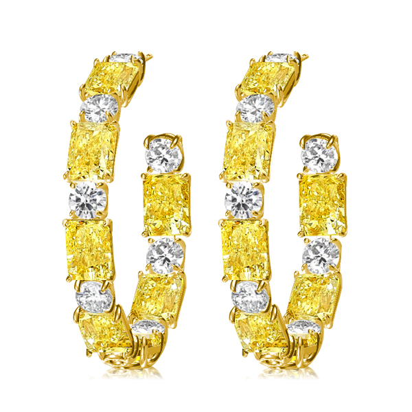 

luxury Yellow Topaz Hoop Earrings For Women, White