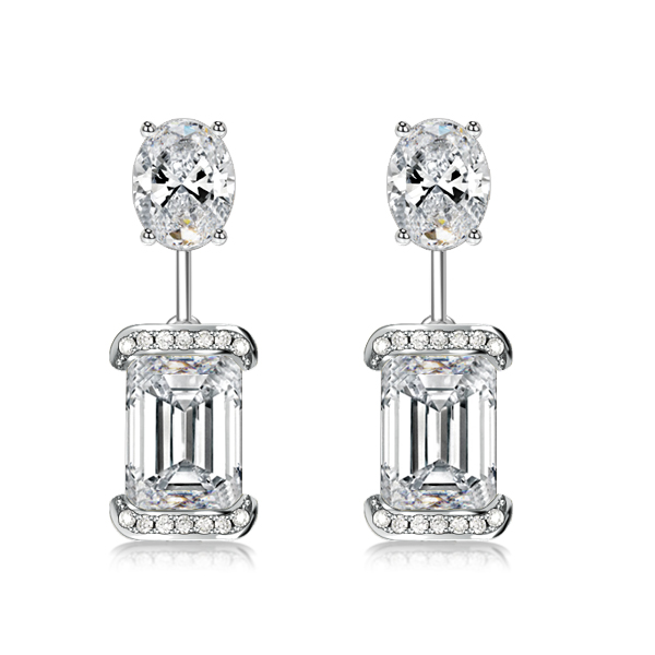 

Emerald & Oval White Drop Earrings For Women Silver Earrings