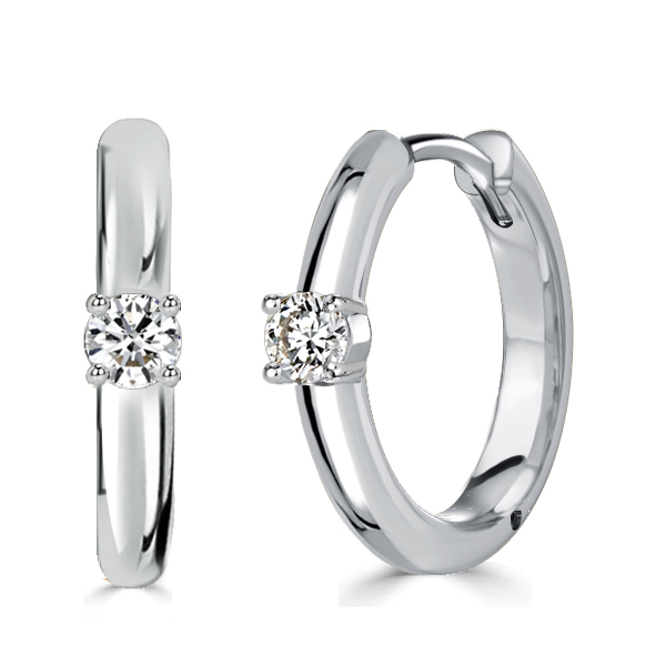 

Classic Single Round White Sapphire Huggie Earrings For Women