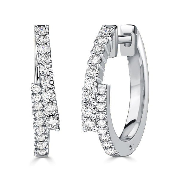 

Round White Crossover Hoop Earrings For Women Silver Earrings