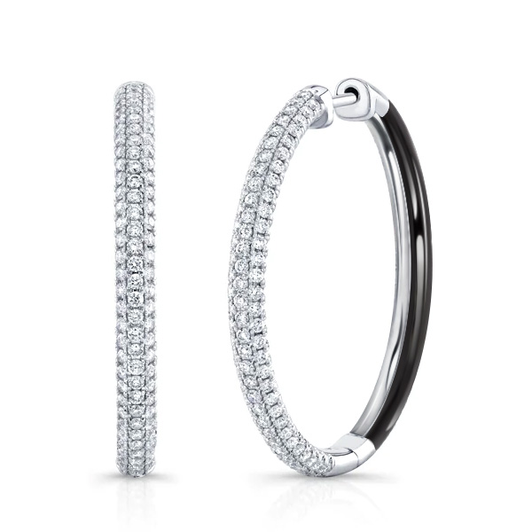 

Italo Round White Sapphire Black Hoop Earrings For Women