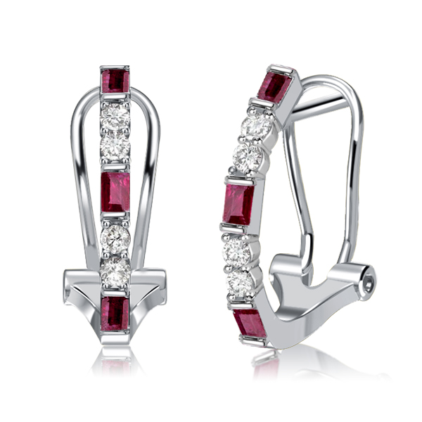 

Italo Ruby Baguette Hoop Earrings For Women Silver Earrings, White