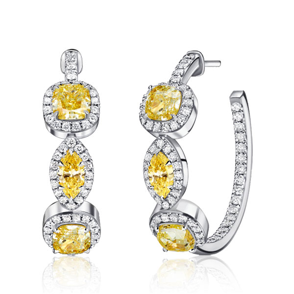 

Italo Yellow Topaz Hoop Earrings For Women Halo Earrings, White