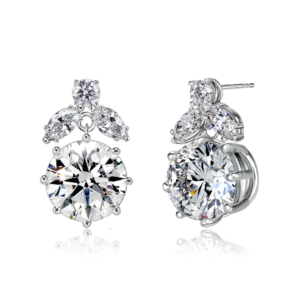 

Round Cut Drop Earrings Vintage Earrings In Sterling Silver, White