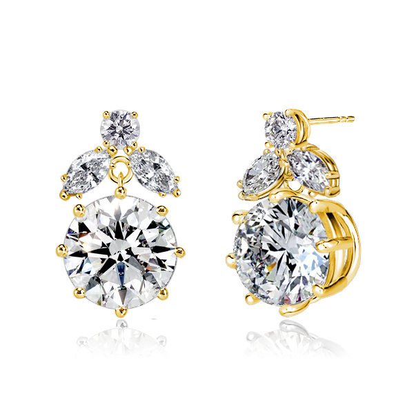 

Round Cut Drop Earrings Vintage Earrings In Sterling Silver, White