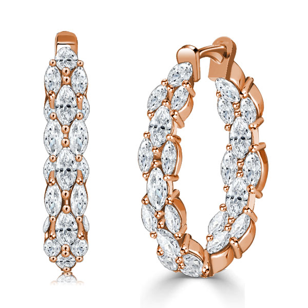 

Italo Rose Gold Marquise Cut Hoop Earrings For Women, White