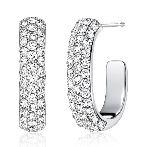 

Italo Pave Setting White Pin Earrings Hoop Earrings For Women