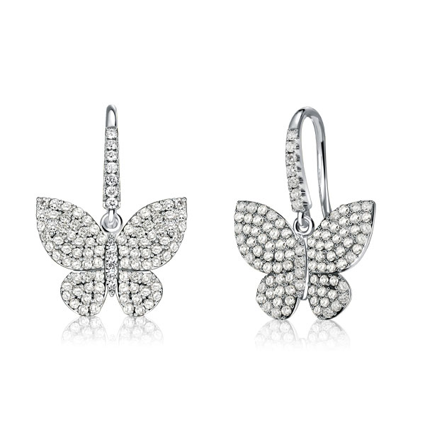 

Dancing Butterfly White Sapphire Drop Earrings For Women