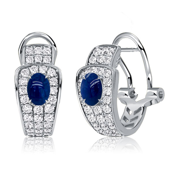 

Italo Oval Cut Blue Buckle Earrings Hoop Earrings In 925 Silver, White