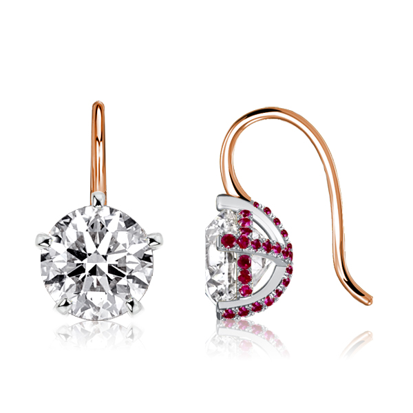 

Italo Two Tone Round Cut Ruby & White Drop Earrings