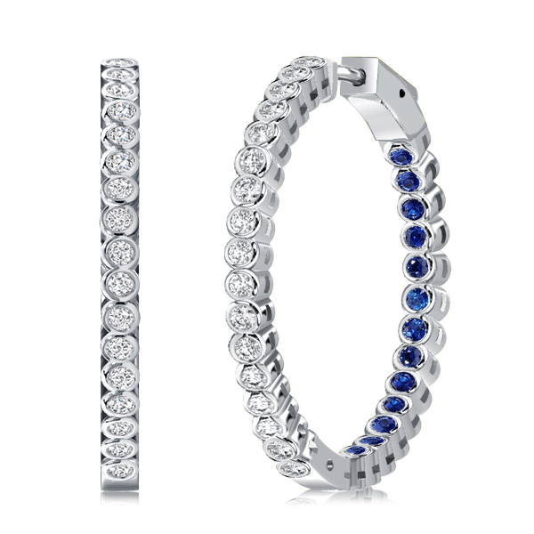 

Italo Blue & White Inside-Out Hoop Earrings In 925 Silver