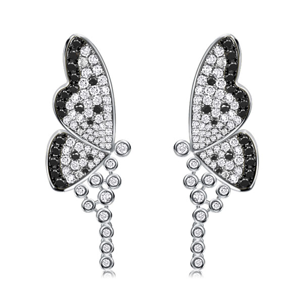

Italo Black White Dancing Butterfly Earrings Chandelier Earrings