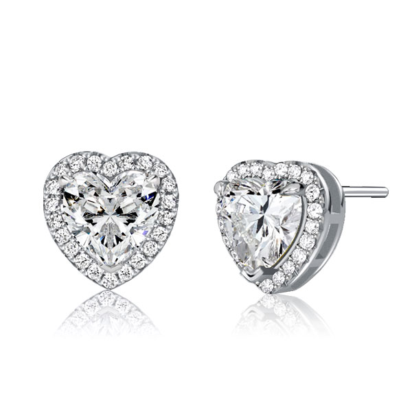 

Italo Heart Stud Earrings Halo Earrings For Women, White