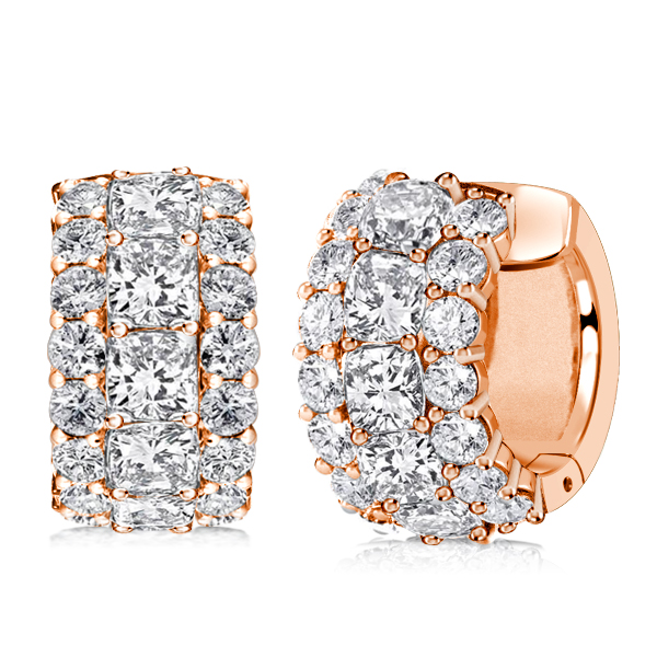 

Italo Rose Gold Triple Row Cushion Hoop Earrings For Women, White