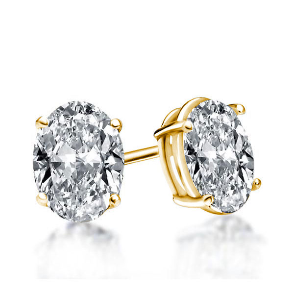 

Italo Golden Oval Cut Stud Earrings Solitaire Earrings For Women, White