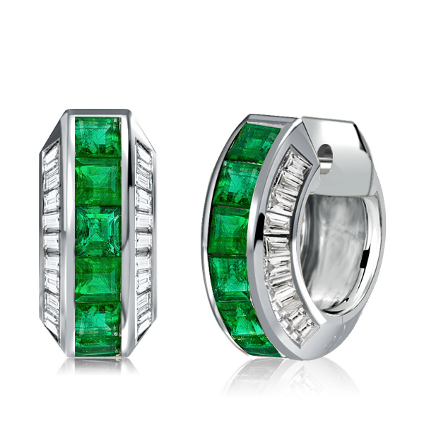 

Italo Emerald Hoop Earrings Emerald Earrings In Sterling Silver, White