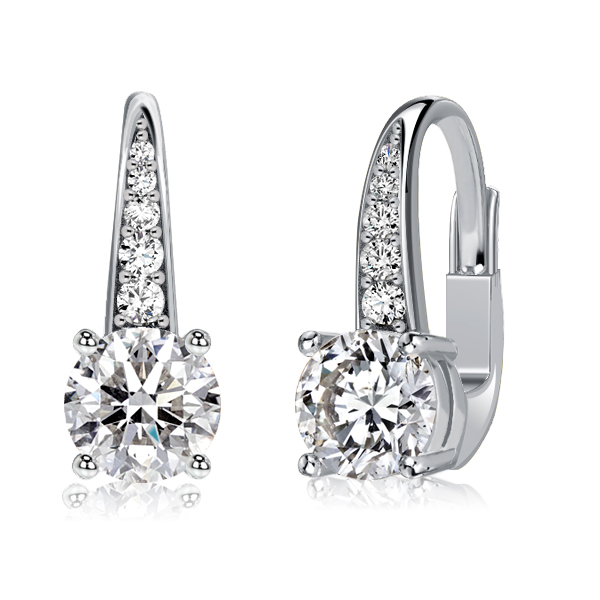 

Italo Round Cut White Sapphire Pave Drop Earrings For Women