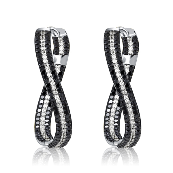 

Italo Pave Set Black Sapphire Twist Hoops Twisted Hoop Earrings, White