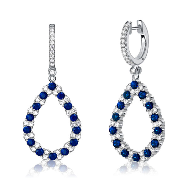 

Italo Blue Sapphire Teardrop Earrings In 925 Silver, White