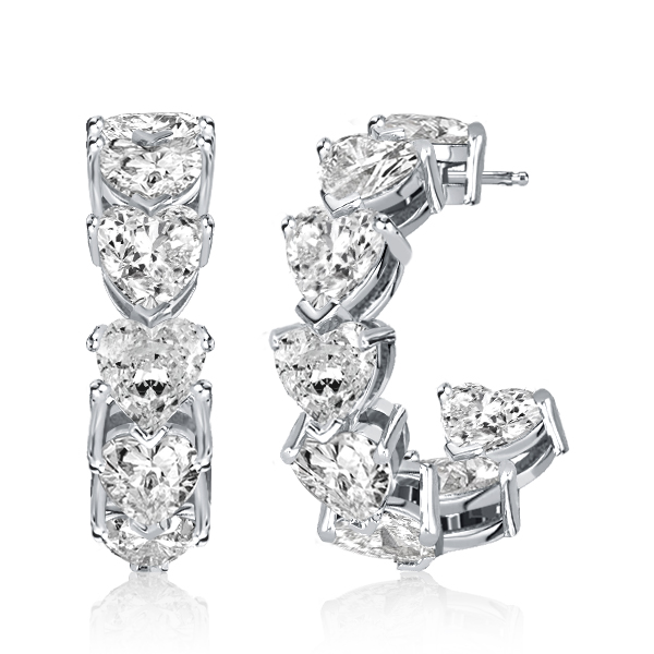

Italo White Heart Hoop Earrings Heart Hoops For Women