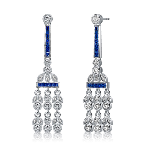 

Italo Blue & White Sapphire Drop Earrings Chandelier Earrings
