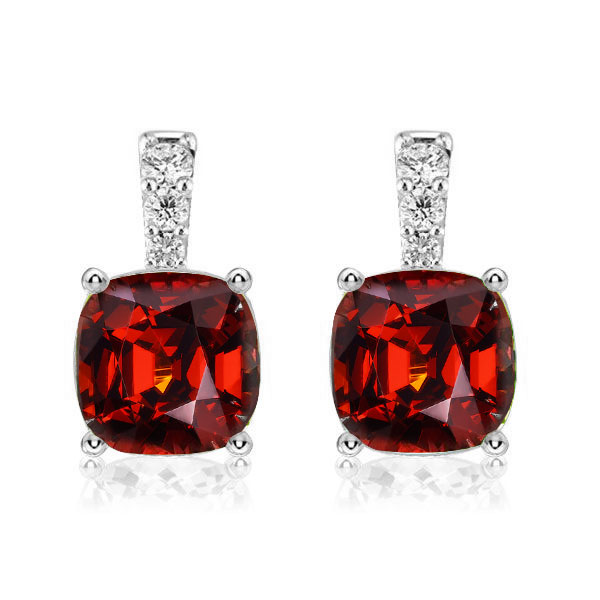 

Italo Garnet Cushion Cut Drop Earrings For Women, White