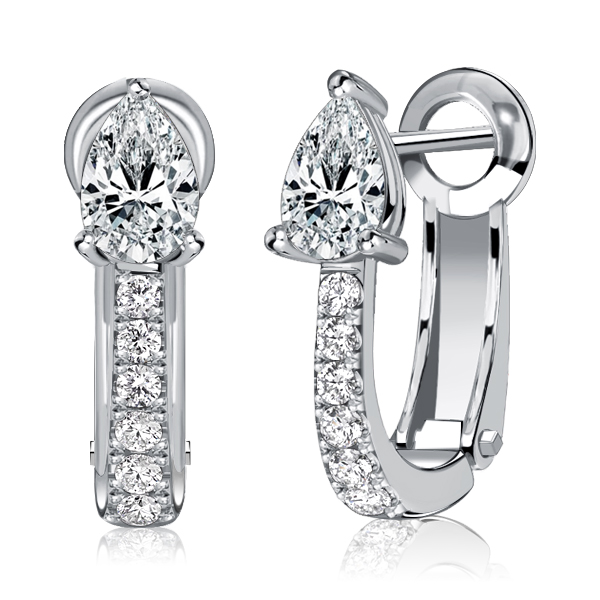 

Italo White Sapphrie Pear Shaped Silver Hoop Earrings