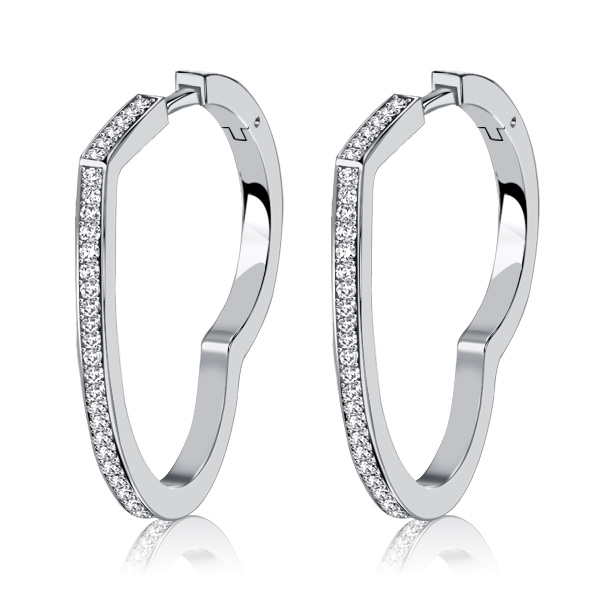 

Italo Heart White Sapphrie Sterling Silver Hoop Earrings