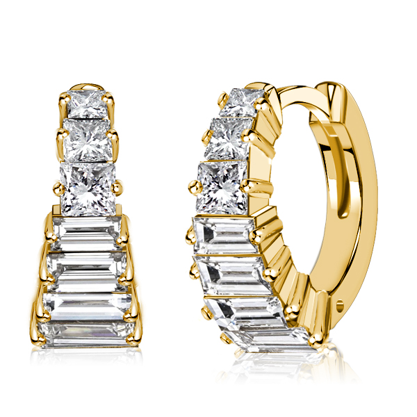 

Italo White Sapphire Art Deco Sterling Silver Hoop Earrings