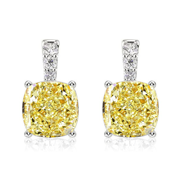 

Italo Yellow Topaz Earrings Cushion Cut Drop Earrings For Women, White