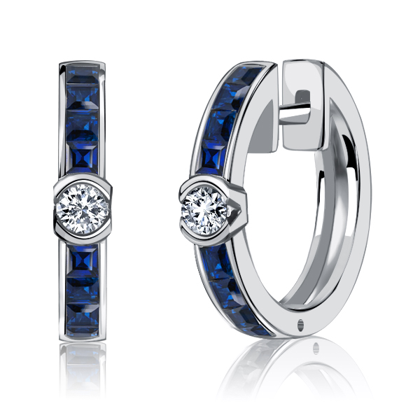 

Italo Blue Sapphire Earrings Sterling Silver Hoop Earrings, White
