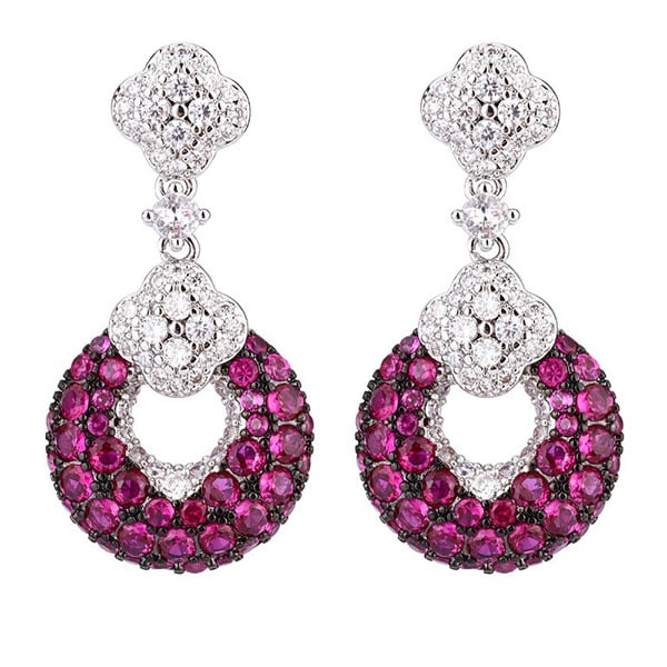 

Italo Unique Round Cut Ruby Sapphire Earrings Drop Earrings, White