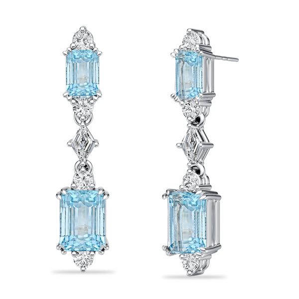 

Italo Emerald Cut Aquamarine Earrings Drop Earrings For Women, White