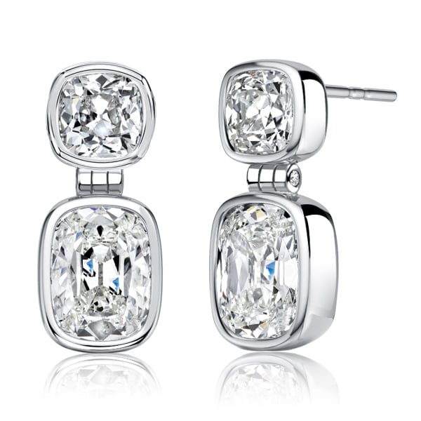 

Italo Bezel Setting Cushion Cut Drop Earrings For Women, White