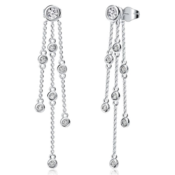 

Italo Bezel Setting Round Cut Drop Earrings For Women Dangle Earring, White