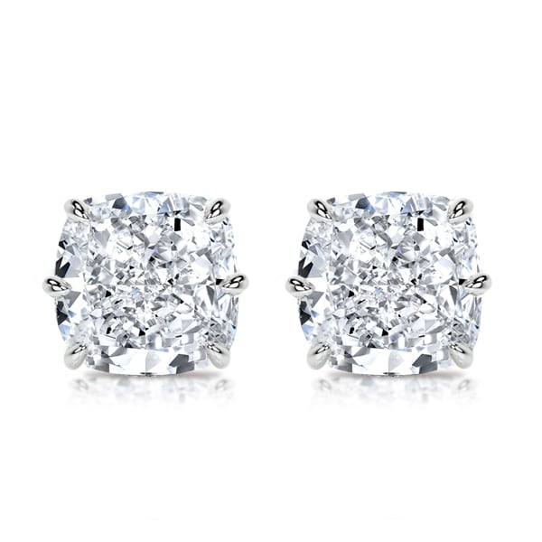 

Italo 6 Prong 2 Carat Cushion Cut Stud Earrings For Women, White