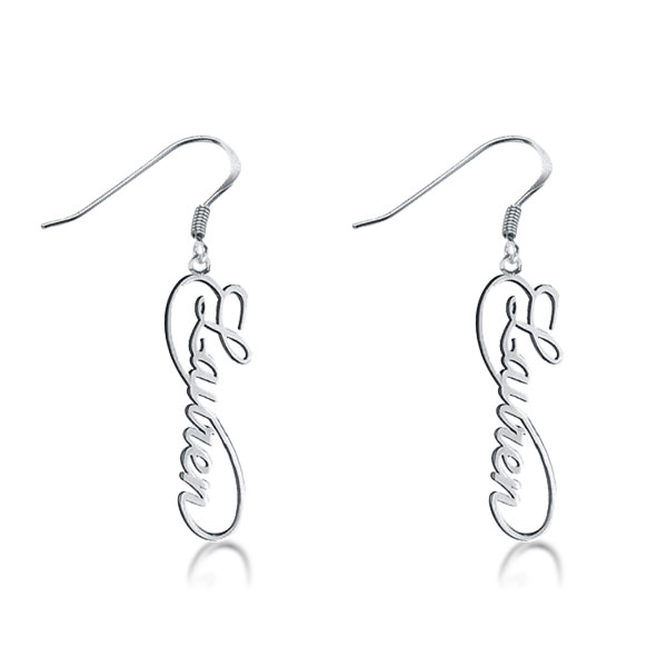 

Personalized Infinity Drop Name Earrings in Silver, White