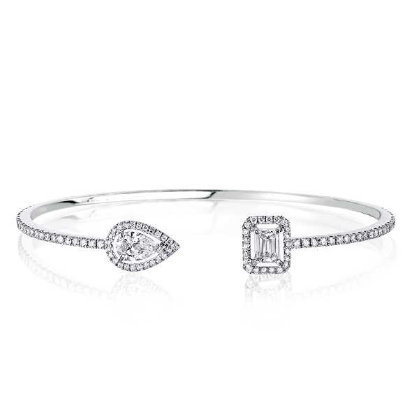 

Halo Pear & Emerald Cut Bracelet, White