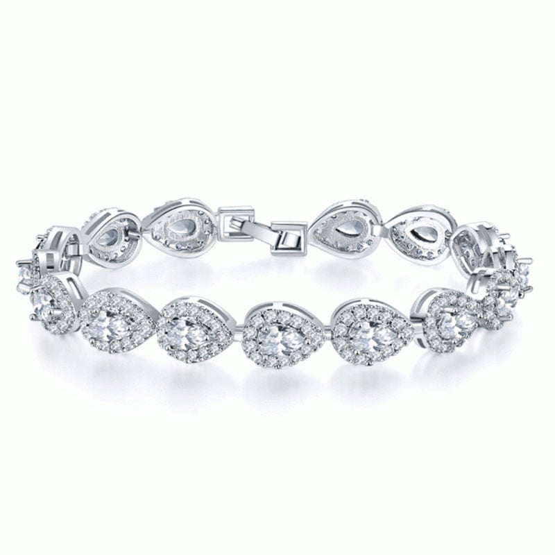 

Italo Halo Pear Created White Sapphire Bracelet