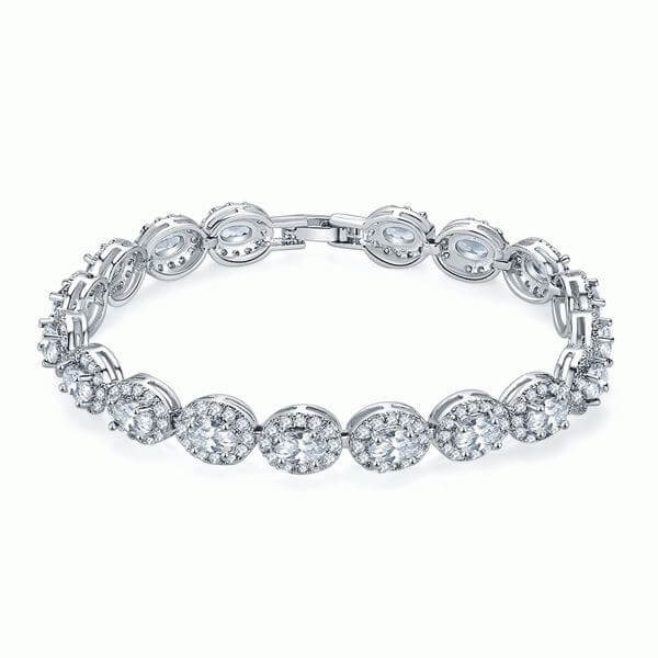 

Italo Halo Oval Created White Sapphire Bracelet