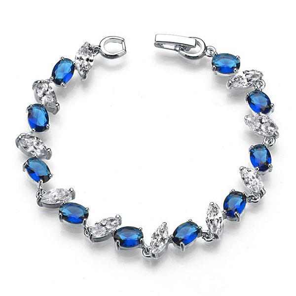 

Italo Marquise & Oval Created Sapphire Bracelet, White
