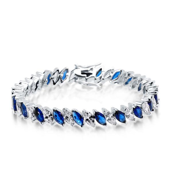 

Italo Marquise Created Sapphire Bracelet, White