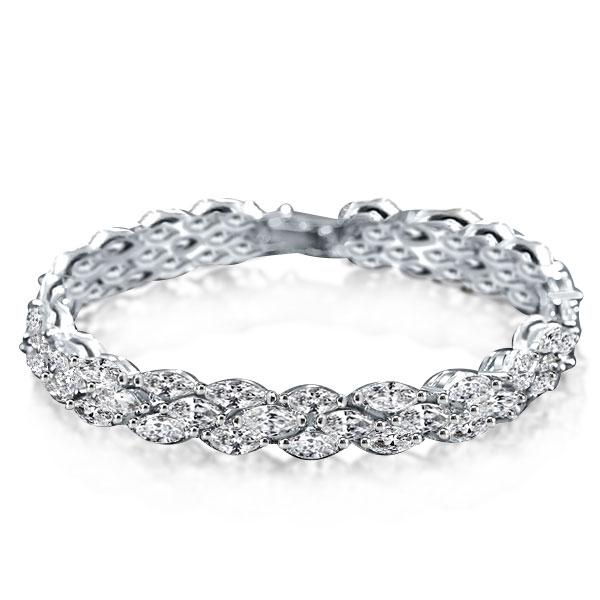 

Italo Triple Row Marquise Created White Sapphire Bracelet