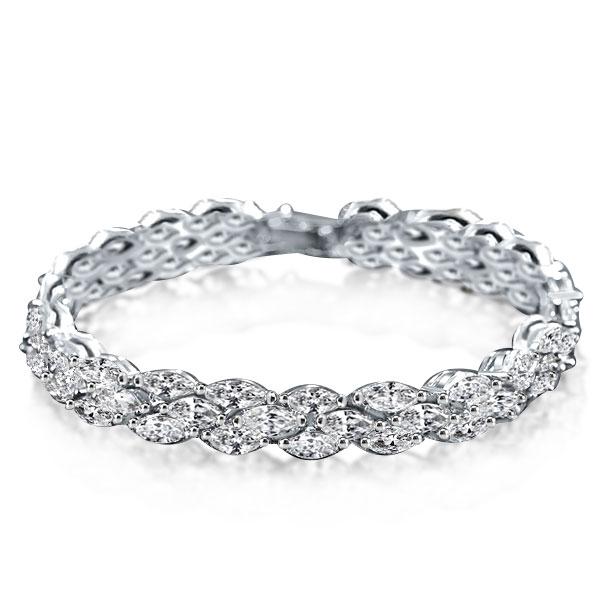 

Italo Triple Row Marquise Created White Sapphire Bracelet