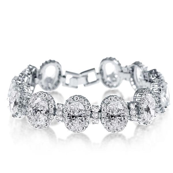 

Italo Halo Oval Created White Sapphire Bracelet