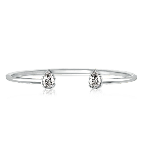 

Bezel Pear Cut Open Bracelet, White