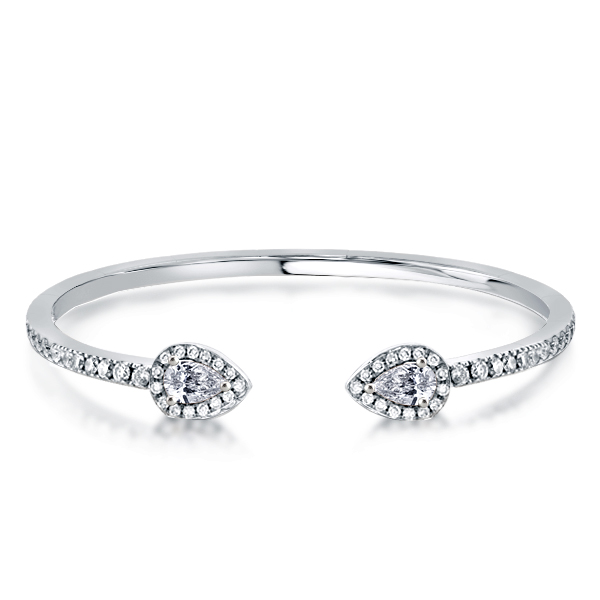 

Halo Pear Cut Open Cuff Bracelet, White